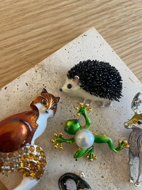 Woodland Animal Brooch Bundle Hedgehog Deer Fox Forest Cottagecore Jewelry Set - Picture 8 of 10